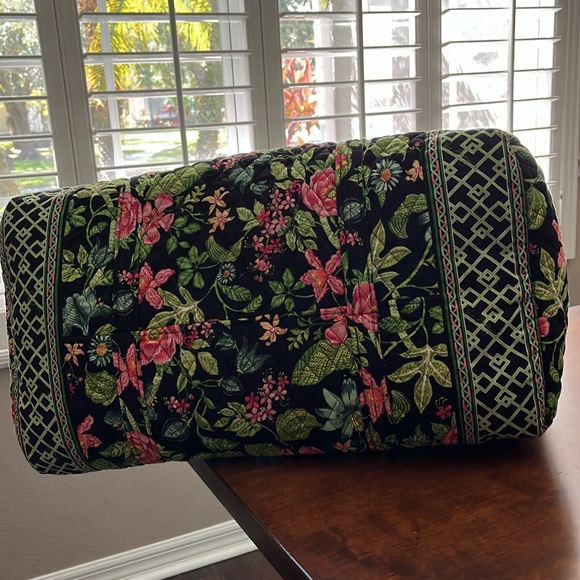 Vera Bradley two strap duffle bag , approx 24” x 12” , green pink - Picture 8 of 13